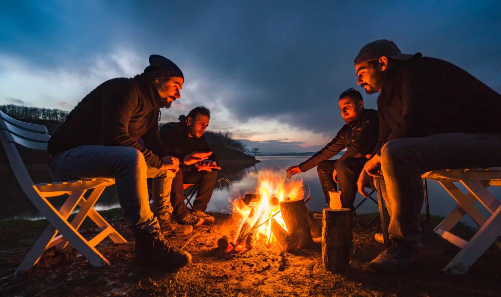 Men connecting during an outdoor retreat